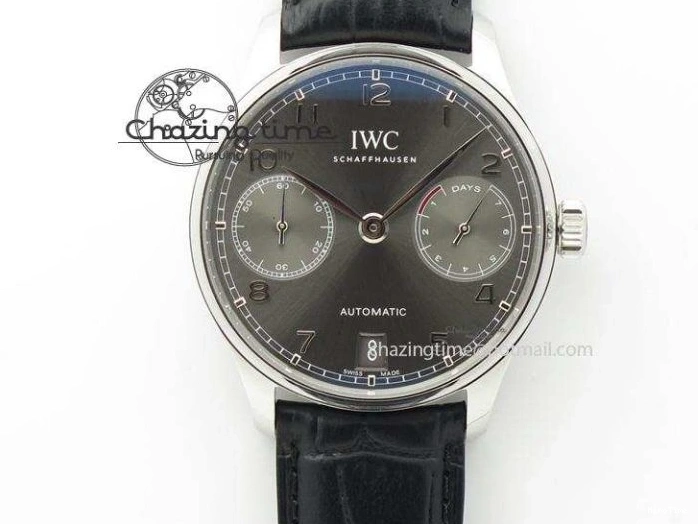 MIROTIME 1222 Portuguese Tourbillon IW504602 RG ZF Best Edition White Dial on Brown Leather Strap Stretchable 7178